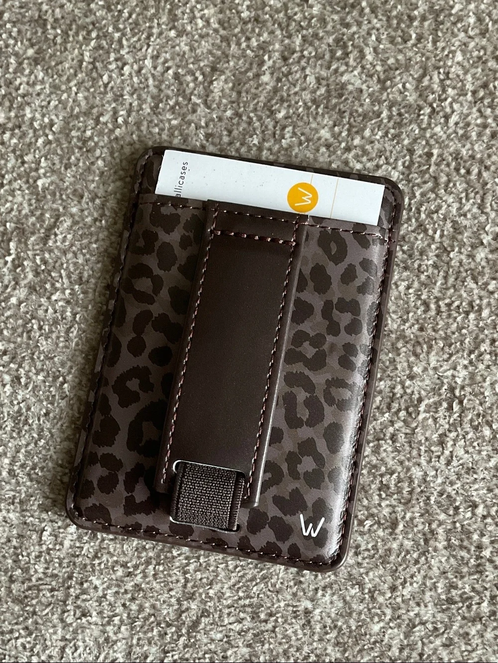Leopard Print Card Holder Phone Wallet with Clip - Brown